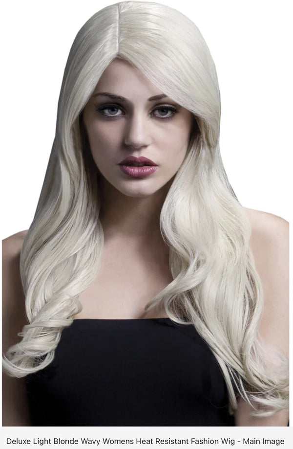 Nicole Womens Light Blonde Deluxe Curly Fashion Wig